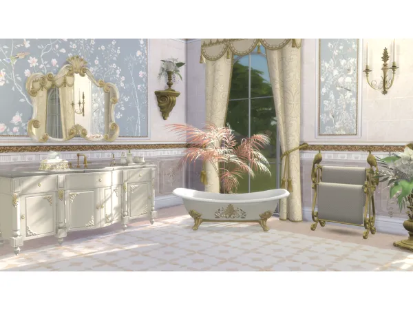 Alpha Royal Bathroom Wallpaper by philo - The Sims 4 Custom Content