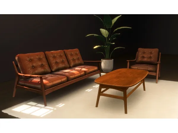 Mix MID CENTURY LIVING ROOM SET CheezBlast - The Sims 4 Custom Content
