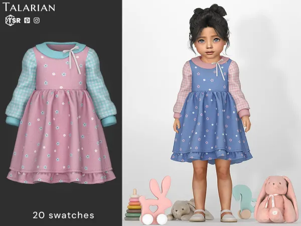 Alpha Blakely Dress Layered Skirt Bow Detail by talarian - The Sims 4 custom content