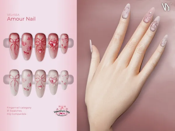 Alpha VELYSEA Amour Nail by VELYSEA - The Sims 4 Custom Content