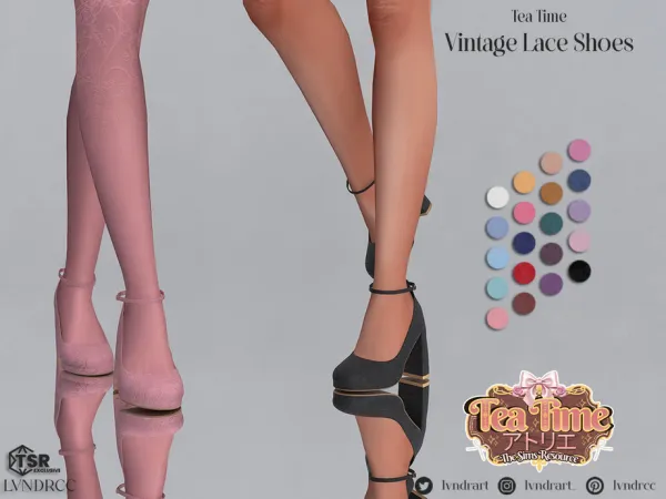 Alpha (Tea Time) Vintage Lace Shoes - The Sims 4 Custom Content