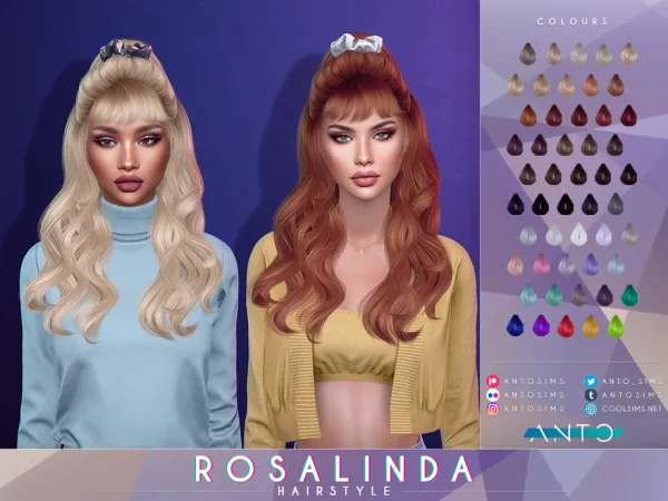 Alpha Rosalinda Hairstyle by Anto - The Sims 4 Custom Content