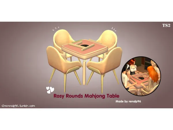 simsrenalp96 Rosy Rounds Mahjong Table - The Sims 2 Custom Content