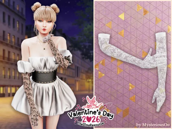 Alpha Floral lace arm gloves by MysteriousOo - The Sims 4 Custom Content
