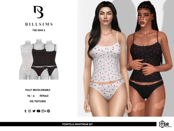 Pointelle Nightwear Set ( ) by billsims cc - The Sims 3 Custom Content